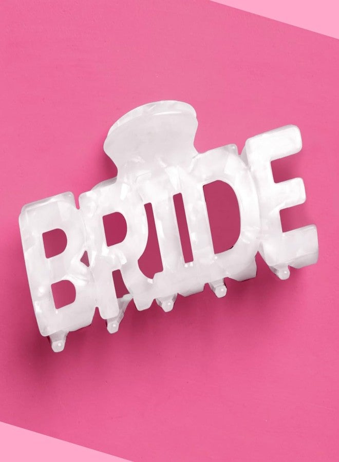xo, Fetti Bride Claw Clip - White Marble Acrylic | Bridal Hair Accessory, Bachelorette Decorations, Bride To Be Wearable Gift, Bach Party Favor - Image 1